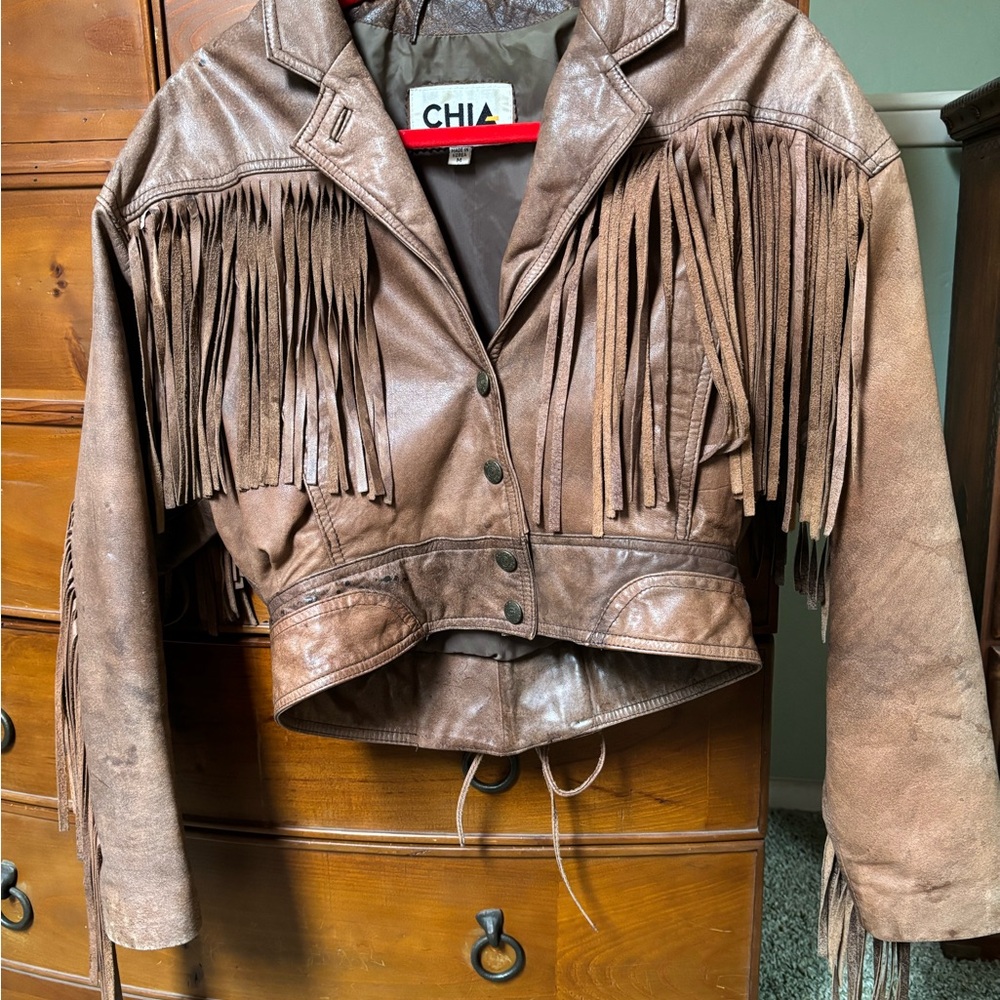 Chia Fringe Leather Jacket